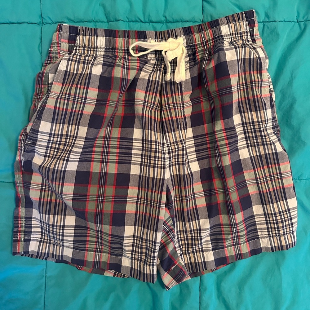 Vineyard Vines Madras Shorts Navy, Red, and White